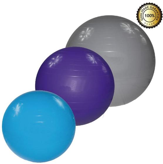 Imagem de Kit 3 Bola Suiça Pilates Yoga Abdominal 55Cm 65Cm 75Cm