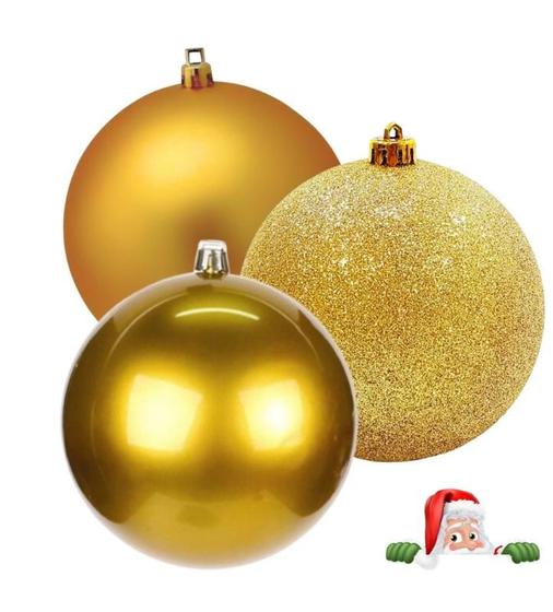 Imagem de Kit 3 Bolas Decorativas Árvore de Natal Douradas 6cm Enfeite