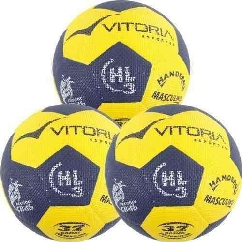 Imagem de Kit 3 Bolas Handebol Vitoria Esportes Grip Hl3 Adulto