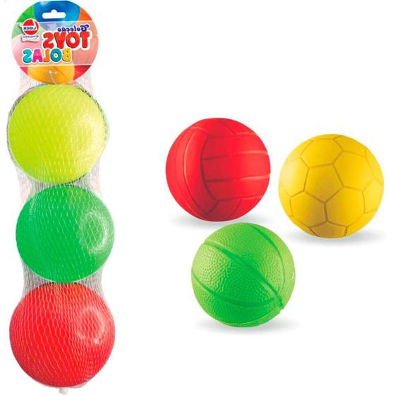Imagem de Kit 3 Bolas Infantis Coloridas N4 Apolo Brinquedo Atacado - FMSP