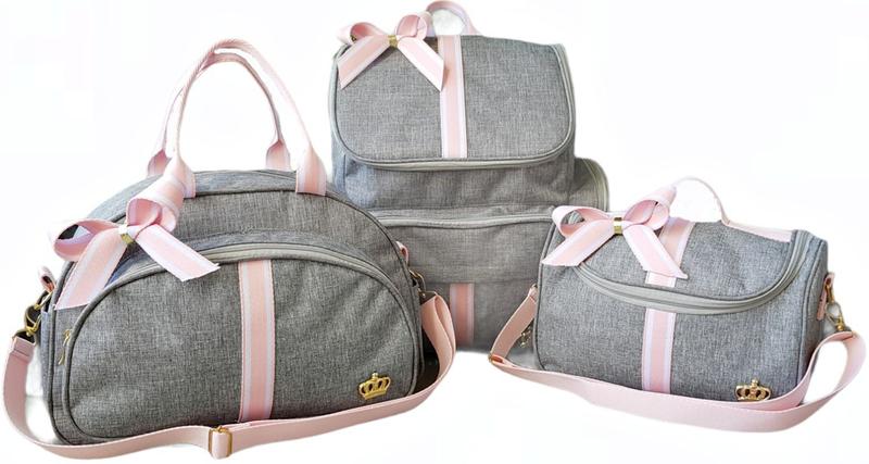 Kit 3 Bolsas Bebe Maternidade Laço Rosa Mochila Luxo Alça Menor preço em Kit 3 Bolsas Bebe Maternidade Laço Rosa Mochila Luxo Alça