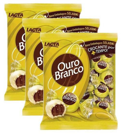 Imagem de Kit 3 Bombom De Chocolate Branco Lacta Ouro Branco 1Kg