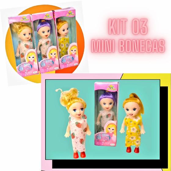Imagem de Kit 3 Boneca Little Amy Pop Mini Boneca Presente Para Meninas