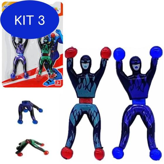 Imagem de Kit 3 Boneco Gruda Gruda Furia Ninja Colors Com 2 Peças - 2 Pç