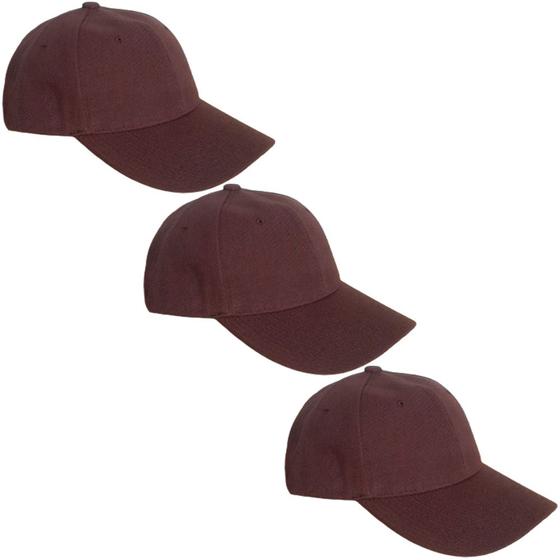 Kit 3 Bonés Chapeu Bombeta Ajustável Liso Aba Curva Marrom - Idea Imagem de Kit 3 Bonés Chapeu Bombeta Ajustável Liso Aba Curva Marrom