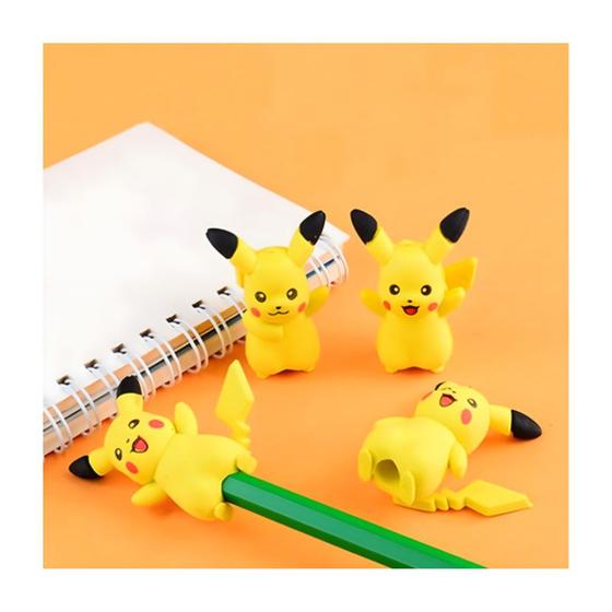 Imagem de Kit 3 Borracha Escolar Lápis Ponteira Pikachu