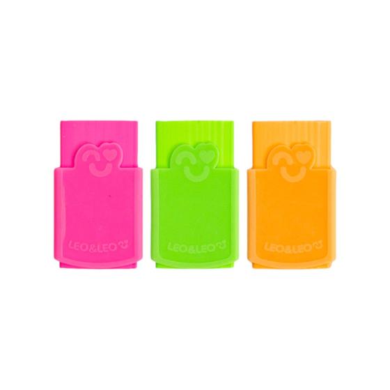 Imagem de Kit 3 Borrachas Escolares Coloridas Com Cinta Leo&Leo