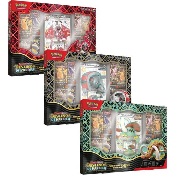 Imagem de Kit 3 Box Destinos de Paldea Charizard Presa e Trilho Férreo