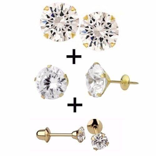 Kit 3 Brincos 3, 4 e 6mm Ouro 18k 750 Ponto De Luz Cálice Menor preço em Kit 3 Brincos 3, 4 e 6mm Ouro 18k 750 Ponto De Luz Cálice