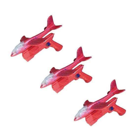 Imagem de Kit 3 Brinquedo Lançador de Avião Luminoso Vermelho AP TOYS