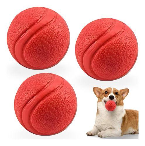 Imagem de Kit 3 Brinquedos Bolinhas Maciças para Cães Cachorros Resistente Pula Pula 6cm - Média