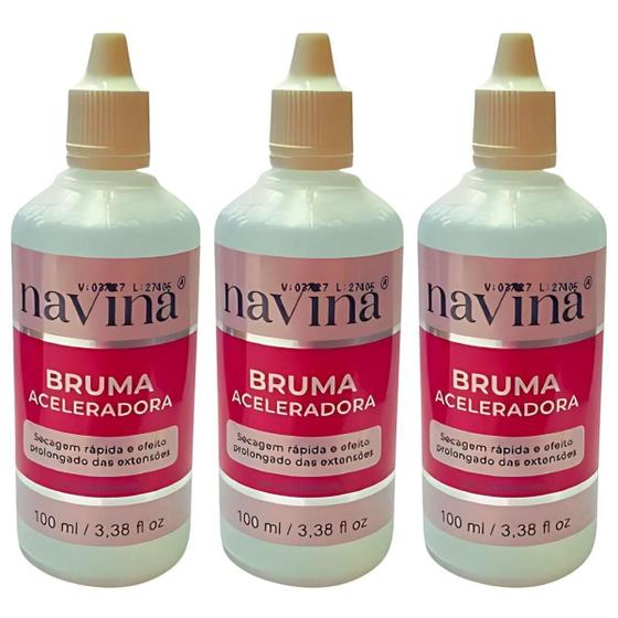 Imagem de Kit 3 Bruma Aceleradora De Cola Extensão Cílios Navina 100Ml