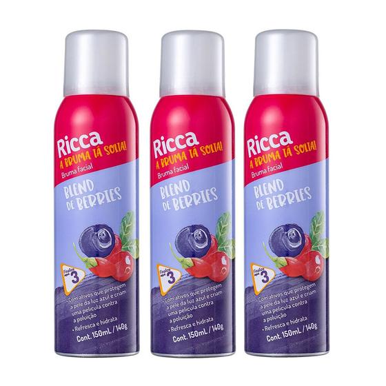 Imagem de Kit 3 Brumas Faciais Hidratante Blend de Berries Ricca 150ml