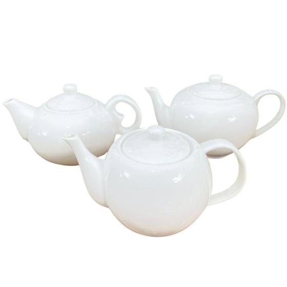 Imagem de Kit 3 Bule Chaleira Café, Chá, Leite 680ml - Porcelana Importada