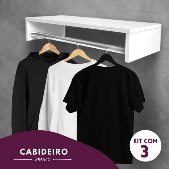 Imagem de Kit 3 Cabideiros De Parede Para Roupas