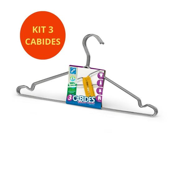 Imagem de Kit 3 Cabides Tintureiro Arthi Para Calça Camisas Em Aço Cromado Organiza Guarda Roupa Otimiza Espaço Roupeiro