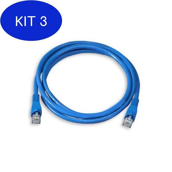 Cabo Rj Kit 3 Cabo De Rede 1,5 Metros Rj45 Com Conector Rj45 Elite - Materiais ...