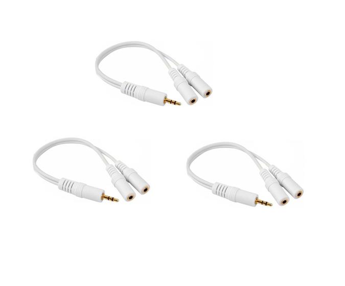 Imagem de Kit 3 Cabo P2 Stereo Para 2x J2 Stereo 15cm Gold Audio