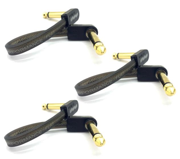 Imagem de kit 3 Cabo pedal EBS HP10 Flat Patch BK Gold 10cm High Perf