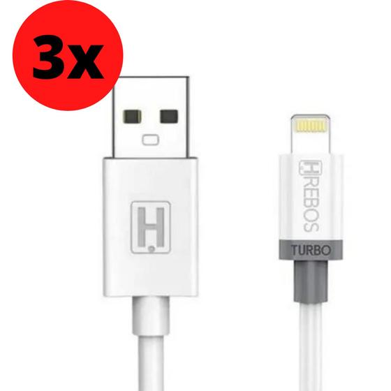 Imagem de Kit 3 Cabos Usb Carregador P/ iPhone 6 7 8 X 11 12 13 2M