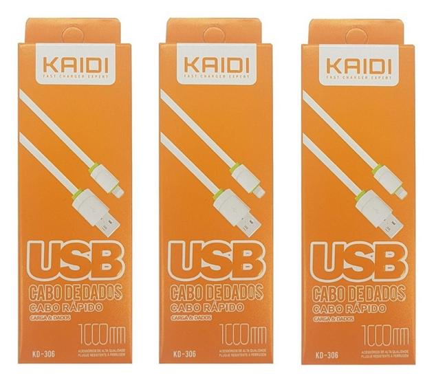 Imagem de Kit 3 Cabos usb para carregador de celular - Kaidi