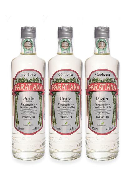 Imagem de Kit 3 Cachaça Prata Paratiana 700 Ml Caninha 