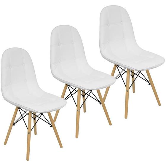 Imagem de Kit 3 Cadeiras Charles Eames Botonê Eiffel Estofada Preta