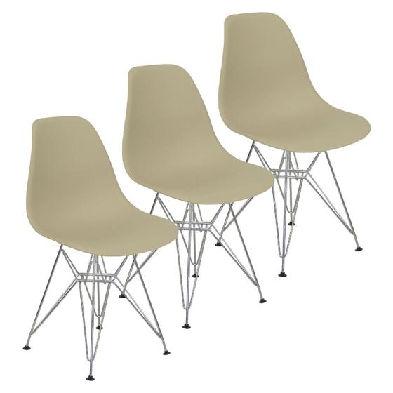 Imagem de Kit 3 Cadeiras Charles Eames Eiffel Base Metal Cromado