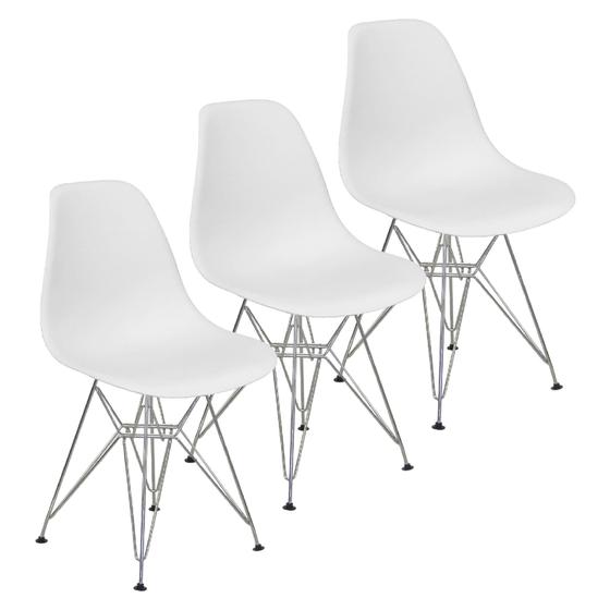 Imagem de Kit 3 Cadeiras Charles Eames Eiffel Base Metal Cromado