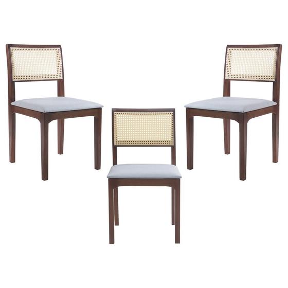 Imagem de Kit 3 Cadeiras Decorativa Sala de Jantar Nivea Amêndoa G55 - Gran Belo