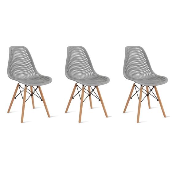 Imagem de Kit 3 Cadeiras Eames Design Colméia Eloisa Cinza