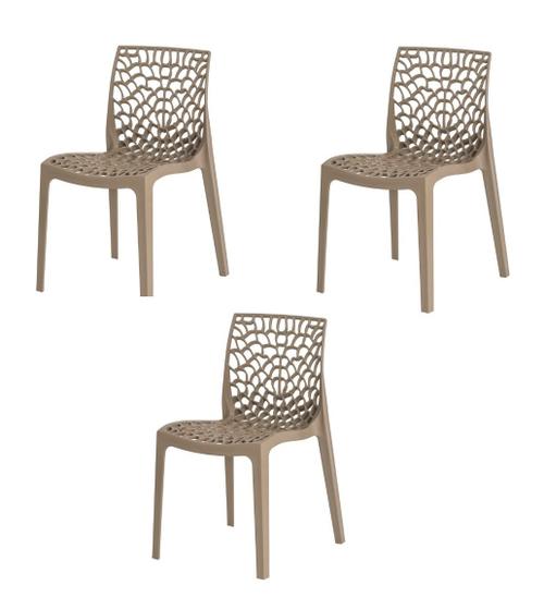 Imagem de Kit 3 Cadeiras Gruvyer Design Cozinha Sala Estar/Jantar Nude