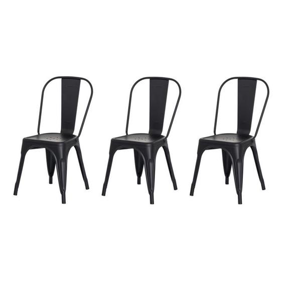 Imagem de Kit 3 Cadeiras Iron Tolix Design Industrial em Aço Carbono Vintage Moderna e Elegante Versátil Sala de Jantar Cozinha Bar Restaurante Varanda Gourmet