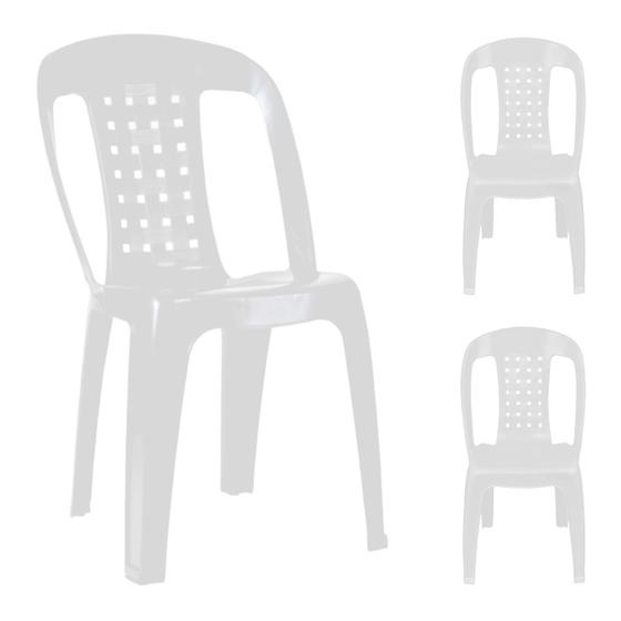 Imagem de Kit 3 Cadeiras Plástica Bistrô Multiuso Empilhável Cores