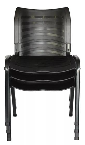 Imagem de Kit 3 cadeiras prisma iso fixa desmontável empilhavel -para recepçao sala de espera  dvs cor preta.... fasa uma compra por  kit 