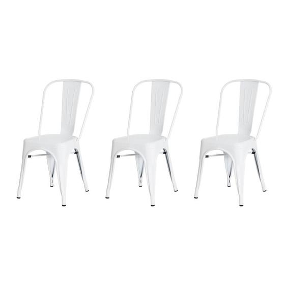 Imagem de Kit 3 Cadeiras Tolix Iron Design Branca Aço Industrial Sala