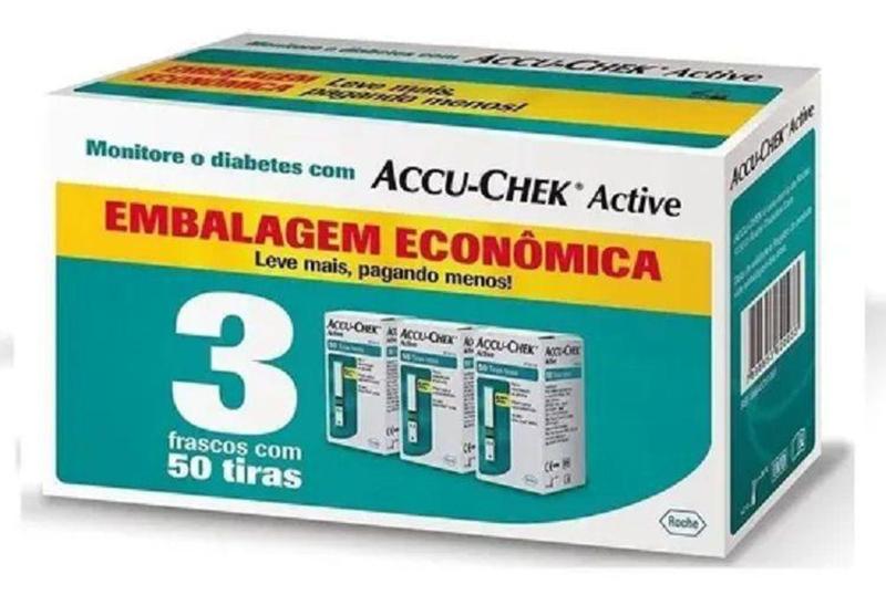 Imagem de Kit 3 Caixa de Tiras Reagentes Accu-chek Active Com 50Un - Accu -Check