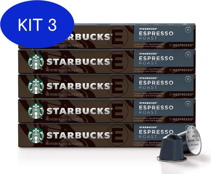 Imagem de Kit 3 Caixa Nespresso Starbucks Espresso Roast 1 Unidade