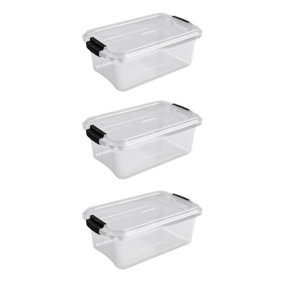 Imagem de Kit 3 Caixa Organizadora 3L C/ Travas Multiuso Transparente Prático