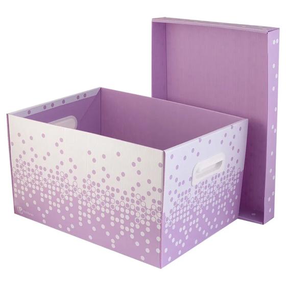 Imagem de Kit 3 Caixa Organizadora Grande Com Pegador Dots Polibras