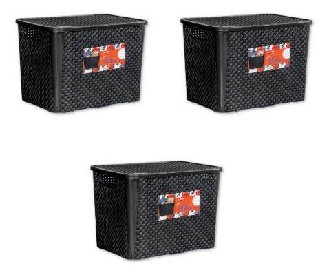 Kit 3 Caixas Cesto Organizador Rattan 25 Litros Decoração Menor preço em Kit 3 Caixas Cesto Organizador Rattan 25 Litros Decoração