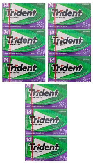 Imagem de Kit 3 caixas Chiclete Trident 14s Caixa C/ 12un Sabor Menta