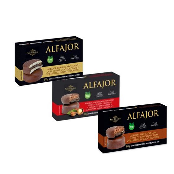 Kit 3 Caixas de Alfajor Seu Divino 80g Menor preço em Kit 3 Caixas de Alfajor Seu Divino 80g