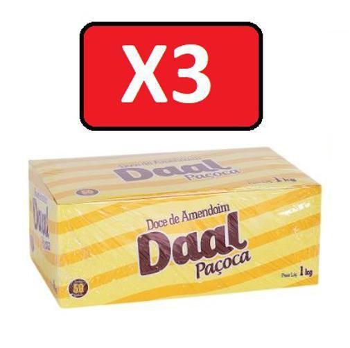 Imagem de Kit 3 Caixas De Paçoca Quadrada Daal Com 50 Unidades 1Kg