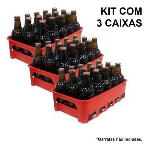 Imagem de Kit 3 Caixas Engradado Cerveja 300ml P/ 15 Garrafas  (não acompanha garrafas) - 