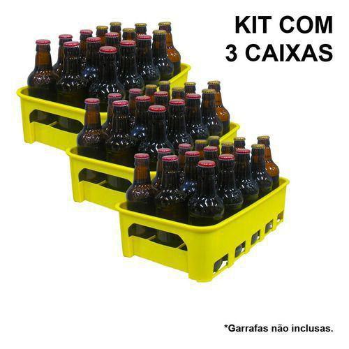 Imagem de Kit 3 Caixas Engradado Cerveja 300ml P/ 15 Garrafas  (não acompanha garrafas) - 