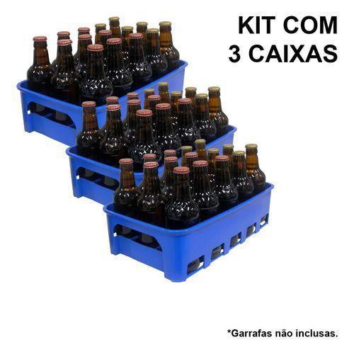 Imagem de Kit 3 Caixas Engradado Cerveja 300ml P/ 15 Garrafas  (não acompanha garrafas) - 