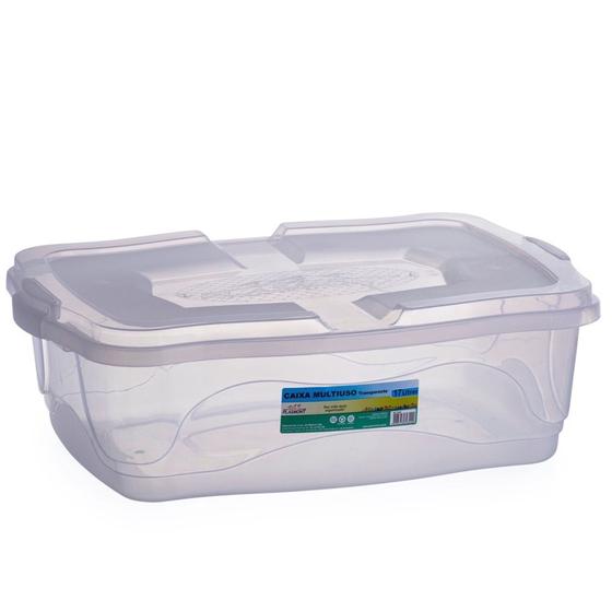 Kit 3 Caixas Multiuso 17 Litros Transparente Plástico Resistente Com Tampa E Trava Menor preço em Kit 3 Caixas Multiuso 17 Litros Transparente Plástico Resistente Com Tampa E Trava