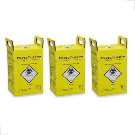 Imagem de Kit 3 caixas perfurocortante 03l ec