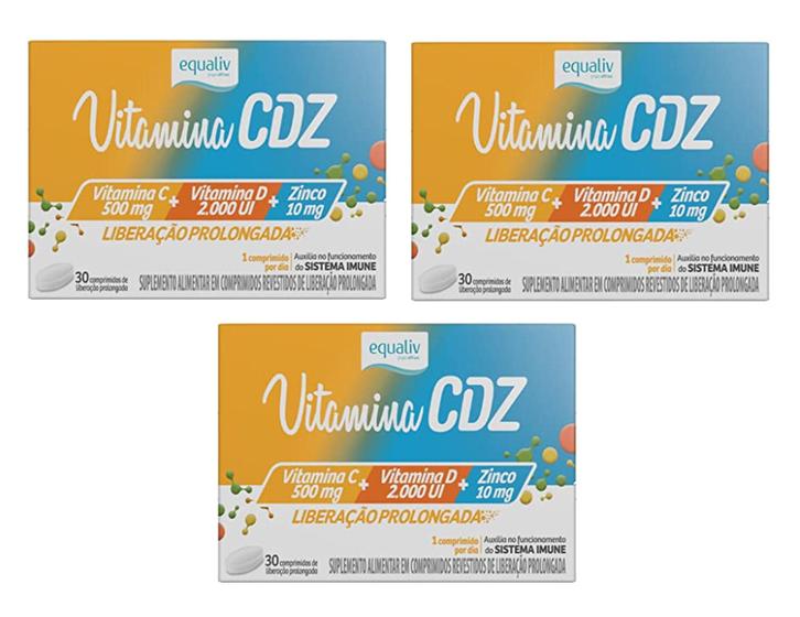 Kit 3 Caixas Vitamina Cdz Liberação Prolongada 30 Capsulas Equaliv Menor preço em Kit 3 Caixas Vitamina Cdz Liberação Prolongada 30 Capsulas Equaliv